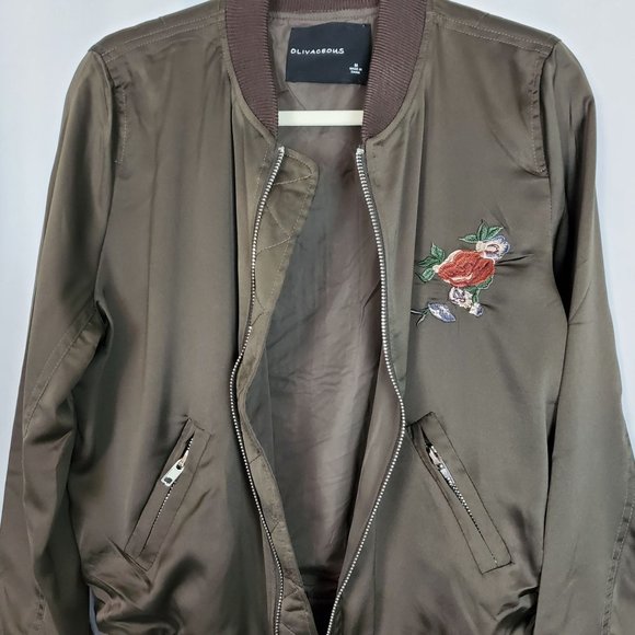 NWOT Olivaceous Floral Embroidered Bomber Jacket - Picture 8 of 9